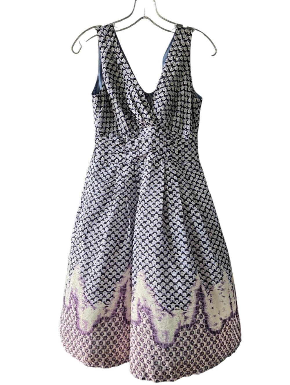 Nanette Lepore Purple, Blue, & White Silk Midi Dress Size 2
